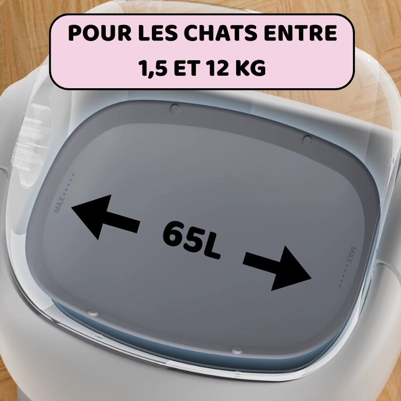 Litière autonettoyante chat NEKŌA SORA | Silencieuse | Sécurisée | 65L
