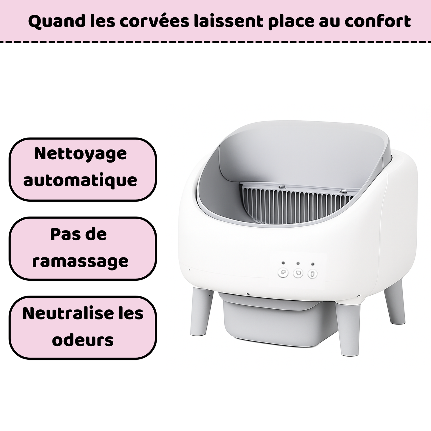 Litière autonettoyante chat NEKŌA SORA | Silencieuse | Sécurisée | 65L