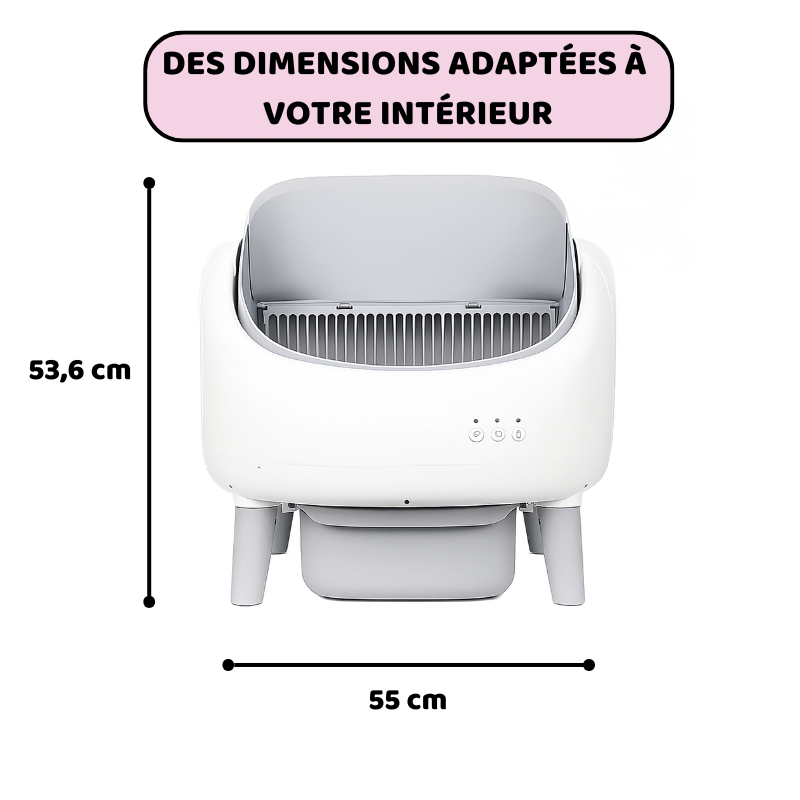 Litière autonettoyante chat NEKŌA SORA | Silencieuse | Sécurisée | 65L